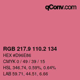 カラーコード: RGB 217.9 110.2 134 | qconv.com