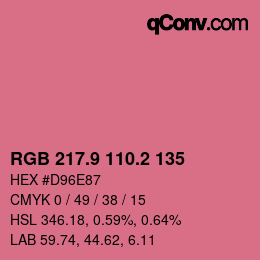 カラーコード: RGB 217.9 110.2 135 | qconv.com