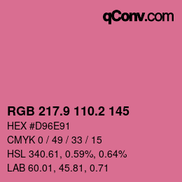 カラーコード: RGB 217.9 110.2 145 | qconv.com