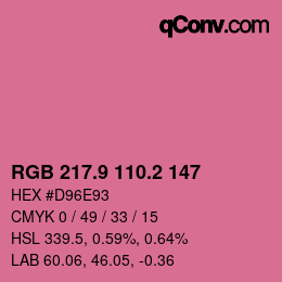カラーコード: RGB 217.9 110.2 147 | qconv.com