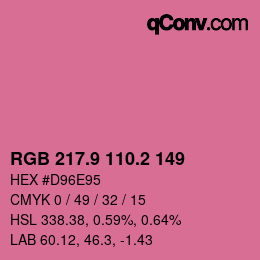 カラーコード: RGB 217.9 110.2 149 | qconv.com
