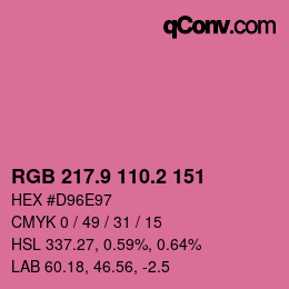 カラーコード: RGB 217.9 110.2 151 | qconv.com