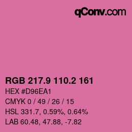 カラーコード: RGB 217.9 110.2 161 | qconv.com