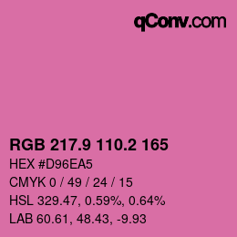 カラーコード: RGB 217.9 110.2 165 | qconv.com