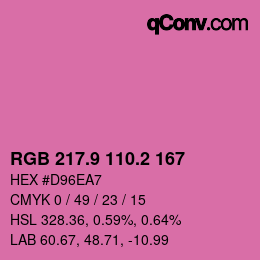 カラーコード: RGB 217.9 110.2 167 | qconv.com