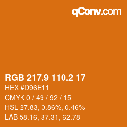 カラーコード: RGB 217.9 110.2 17 | qconv.com