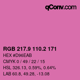 カラーコード: RGB 217.9 110.2 171 | qconv.com
