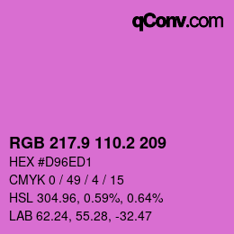 カラーコード: RGB 217.9 110.2 209 | qconv.com