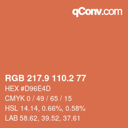 カラーコード: RGB 217.9 110.2 77 | qconv.com