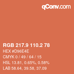 カラーコード: RGB 217.9 110.2 78 | qconv.com