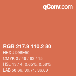 Color code: RGB 217.9 110.2 80 | qconv.com