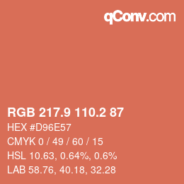 カラーコード: RGB 217.9 110.2 87 | qconv.com