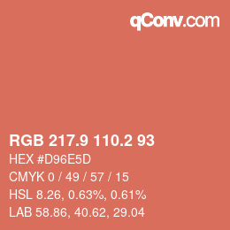 カラーコード: RGB 217.9 110.2 93 | qconv.com
