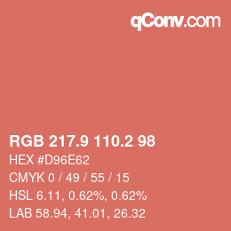 カラーコード: RGB 217.9 110.2 98 | qconv.com