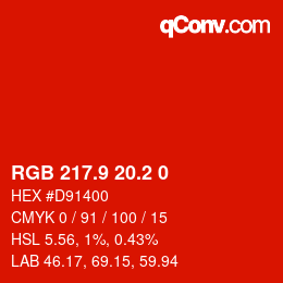 カラーコード: RGB 217.9 20.2 0 | qconv.com