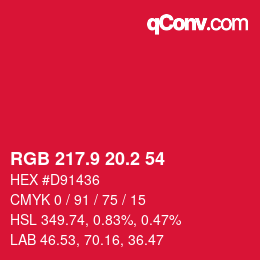カラーコード: RGB 217.9 20.2 54 | qconv.com