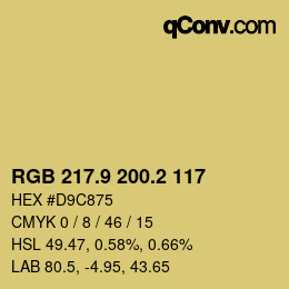 カラーコード: RGB 217.9 200.2 117 | qconv.com