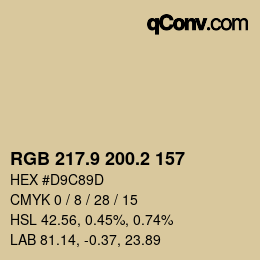 カラーコード: RGB 217.9 200.2 157 | qconv.com