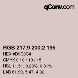 カラーコード: RGB 217.9 200.2 196 | qconv.com