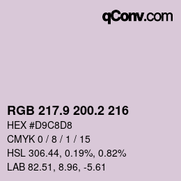カラーコード: RGB 217.9 200.2 216 | qconv.com