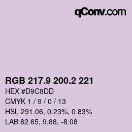 カラーコード: RGB 217.9 200.2 221 | qconv.com
