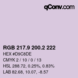 カラーコード: RGB 217.9 200.2 222 | qconv.com