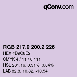 カラーコード: RGB 217.9 200.2 226 | qconv.com