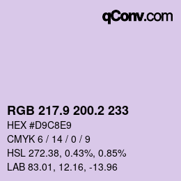 Color code: RGB 217.9 200.2 233 | qconv.com