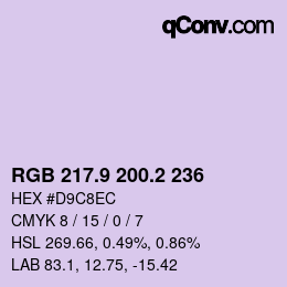 カラーコード: RGB 217.9 200.2 236 | qconv.com