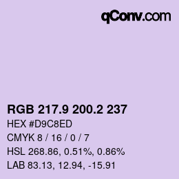 カラーコード: RGB 217.9 200.2 237 | qconv.com