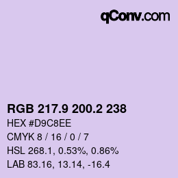 カラーコード: RGB 217.9 200.2 238 | qconv.com