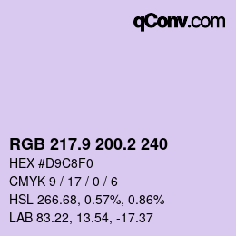 Color code: RGB 217.9 200.2 240 | qconv.com