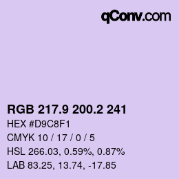 Color code: RGB 217.9 200.2 241 | qconv.com