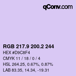 カラーコード: RGB 217.9 200.2 244 | qconv.com