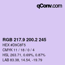 Color code: RGB 217.9 200.2 245 | qconv.com