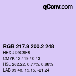 カラーコード: RGB 217.9 200.2 248 | qconv.com