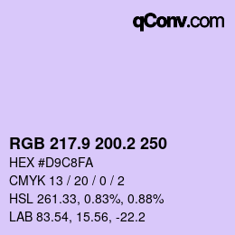 Color code: RGB 217.9 200.2 250 | qconv.com