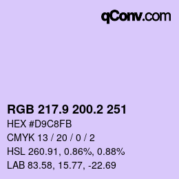 Color code: RGB 217.9 200.2 251 | qconv.com