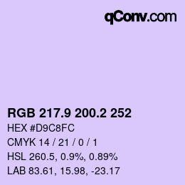 カラーコード: RGB 217.9 200.2 252 | qconv.com