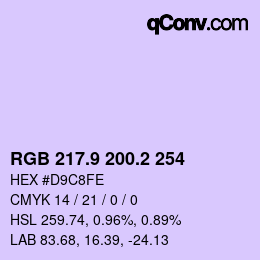 カラーコード: RGB 217.9 200.2 254 | qconv.com
