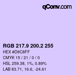 Color code: RGB 217.9 200.2 255 | qconv.com