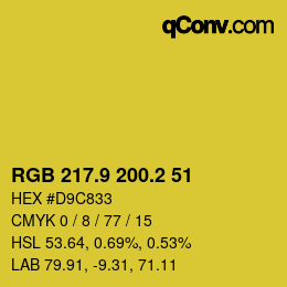 カラーコード: RGB 217.9 200.2 51 | qconv.com