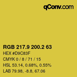 カラーコード: RGB 217.9 200.2 63 | qconv.com