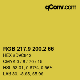 カラーコード: RGB 217.9 200.2 66 | qconv.com