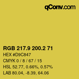 カラーコード: RGB 217.9 200.2 71 | qconv.com