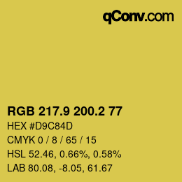 カラーコード: RGB 217.9 200.2 77 | qconv.com