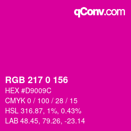 Color code: RGB 217 0 156 | qconv.com