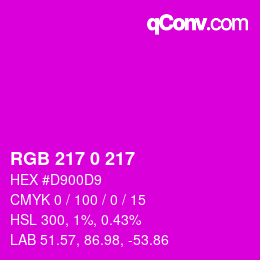 Color code: RGB 217 0 217 | qconv.com