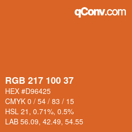 カラーコード: RGB 217 100 37 | qconv.com