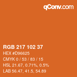 Color code: RGB 217 102 37 | qconv.com